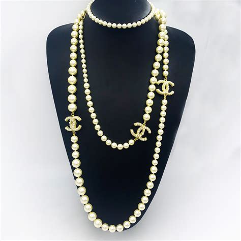 chanel faux pearls|pre owned Chanel pearl necklace.